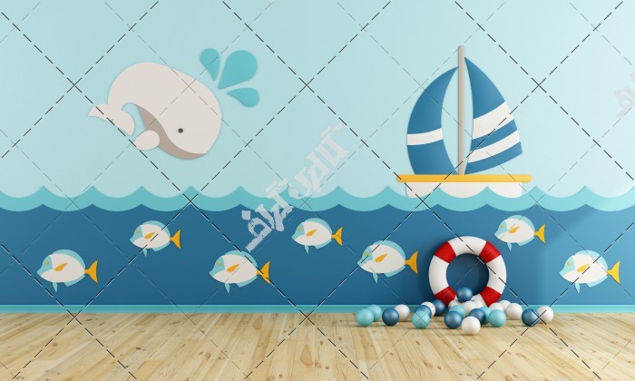 دانلود تصویر با کیفیت تزئین اتاق کودکان به سبک دریا