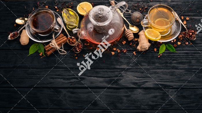 دانلود تصویر با کیفیت انواع چای و نوشیدنی روی میز