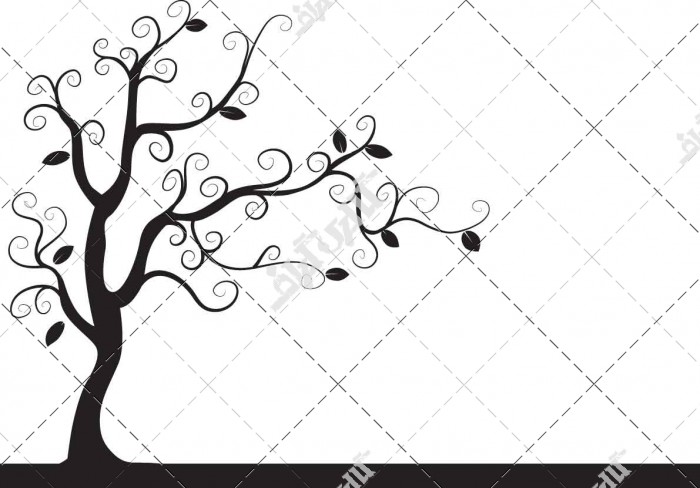 دانلود وکتور درخت سیاه و سفید
