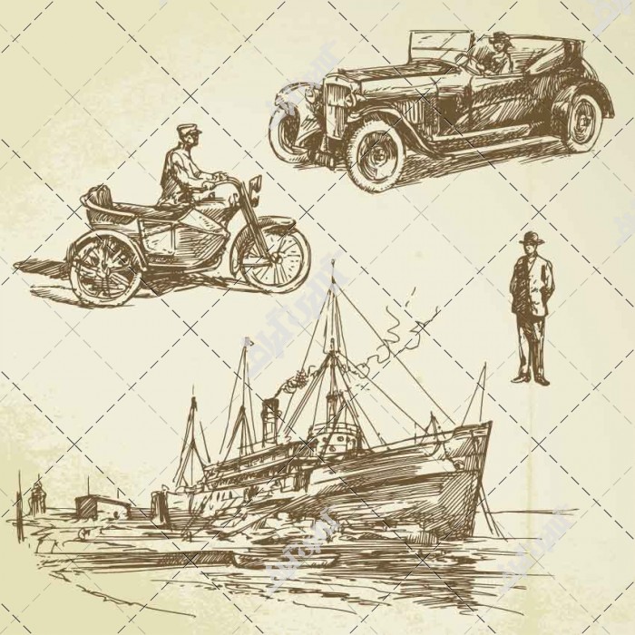 دانلود وکتور انیمیشن و نقاشی وسیله نقلیه کلاسیک