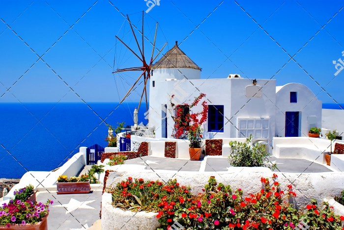 عکس جزیره سانتورینی در یونان
