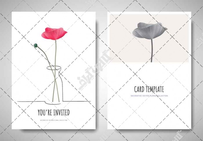 وکتور کارت پستال ساده با طرح گل رز