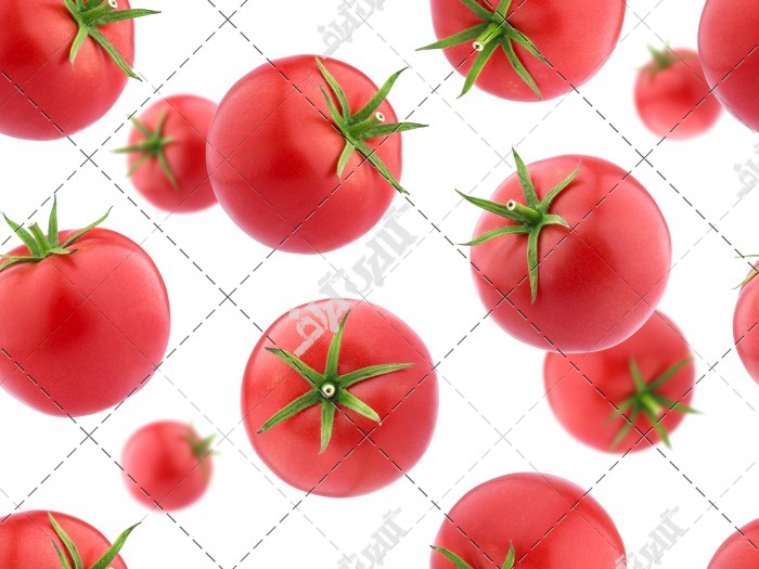 عکس گوجه فرنگی های جدا شده در پس زمینه سفید