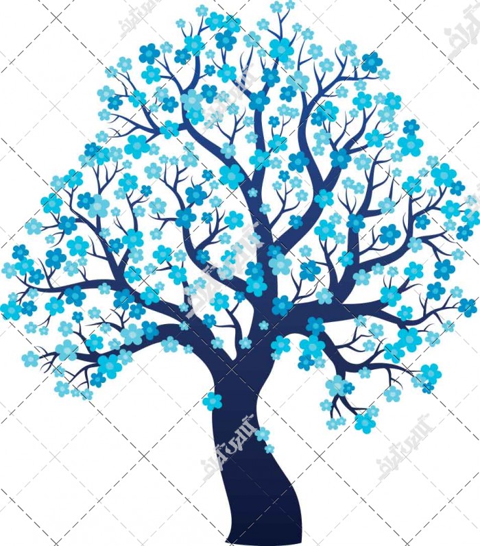 وکتور درخت به رنگ آبی