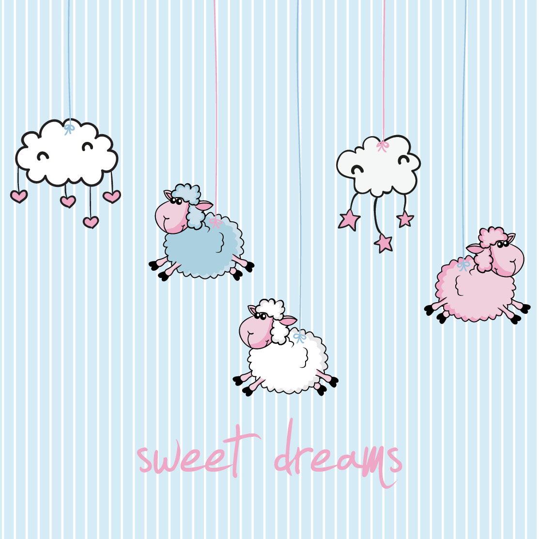 پوستر کارتونی گوسفند های خواب کودکان